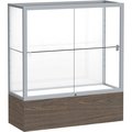 Waddell Display Case Of Ghent Reliant Counter Case, White Back, Satin Frame, Walnut Vinyl Base, 36"L x 40"H x 14"D 2281WB-SN-WV